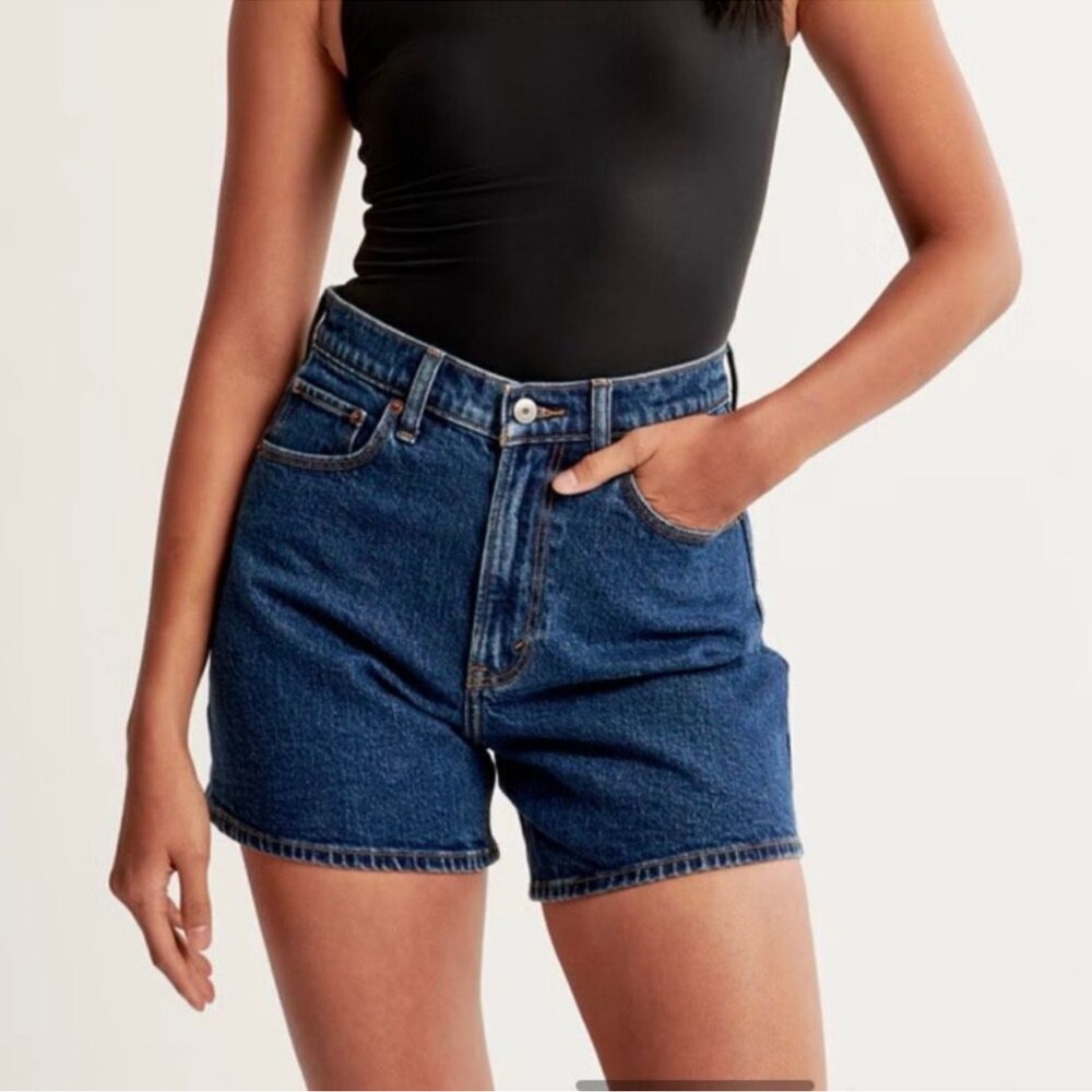 af curve love dad shorts high rise dark wash